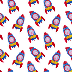 seamless watercolor Christmas pattern with the symbol of the year: pig.  for fabric, packaging paper, design and decoration