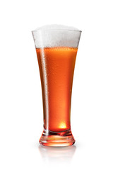 Glass with beer on a white background