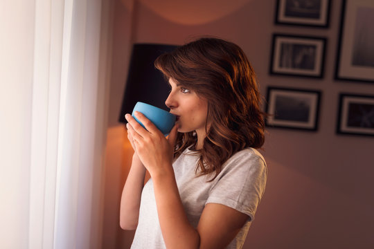 Woman drinking coffee