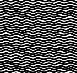 Black and white Wavy horizontal lines seamless pattern. Vector illustration.