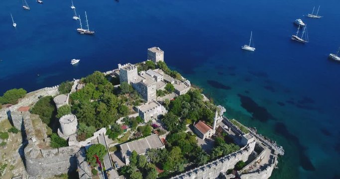 Aerial View Of Historical Places Castle Of St Peter Bodrum City In Turkey