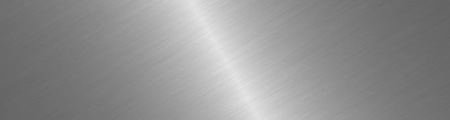Foto op Plexiglas Geborsteld metalen oppervlak. Textuur van metaal. Abstracte stalen achtergrond. Breed beeld © zenobillis