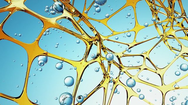 Abstract blue water connected molecule background. Abstraction, creativity concept. 3D Rendering