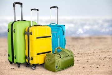 Large suitcases on background,travel concept