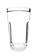 Glass of clean cool water on white background