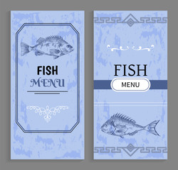 Menu of Dishes Fish Templates Decorative Frames