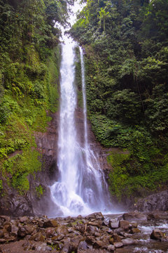 waterfall in deep forest of Bali