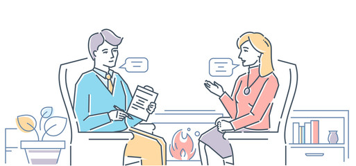 Psychologist - modern line design style vector illustration