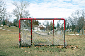 Hockey net outside