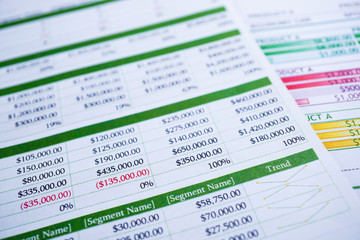 Spreadsheet table paper with pencil. Finance development, Banking Account, Statistics Investment Analytic research data economy, trading, Mobile office reporting Business company meeting concept.