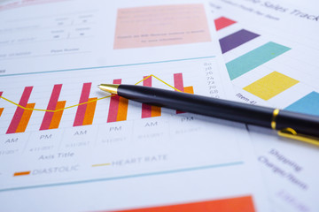 Charts Graphs spreadsheet paper. Financial development, Banking Account, Statistics, Investment Analytic research data economy, Stock exchange trading, Business office company meeting concept.