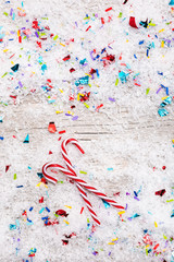 Holiday: Glass Candy Canes On Confetti Snow