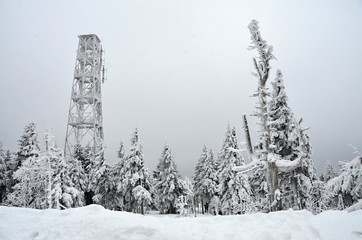 The highest point in the Karlovy Vary Region Klínovec, winter resort