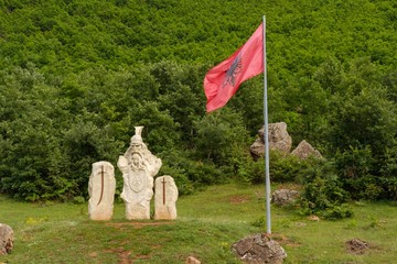 Skanderbeg monument, Gurret Skenderbeut near Bulqiza, Bulqize, Qark Dibra, Albania, Europe