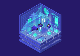 Smart Home isometric vector illustration. Abstract 3D infographic for home automation related topics