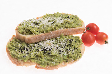 sandwiches with guacamole cheese and sesame seeds