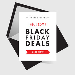 Black Friday Deals. Discount Promotion Creative Campaign Banner or Invitation on Sale Special Offer Event. Vector Layout for Email Newsletter. Discount Poster Promo Coupon Template Design.