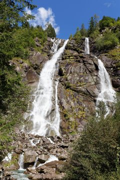 Nardis Waterfall, 130 meters high, Val Genova, Genova Valley, near Carisolo, Adamello-Brenta nature park Park, Vinschgau, Dolomites, Trentino-South Tyrol, Italy, Europe