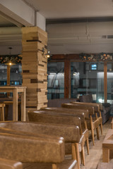 Row of comfortable armchairs in restaurant interior