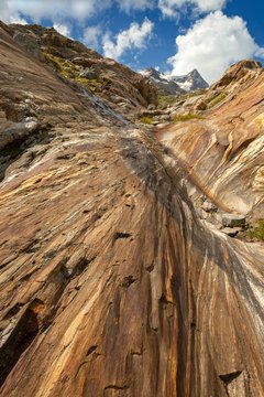 Glacial fluting, behind Schwarze Wand, Hoher Zaun, Venediger Group, Hohe Tauern National Park, East Tyrol, Austria, Europe