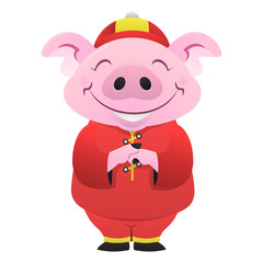Pig Mascot For Chinese New Year Cartoon Vector