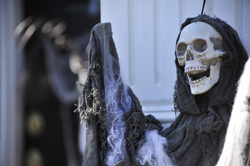 A grim reaper decoration at Halloween