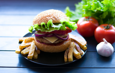 Vegan burger. Hamburger. 