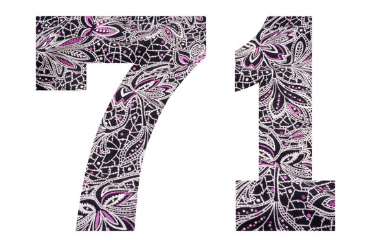 Number 71 &ndash; with floral fabric texture on white background