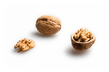 Walnuts isolated on a white background