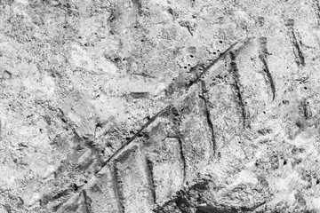 Stempel auf grauem Beton von der Verst&auml;rkung. industrielle Texturen