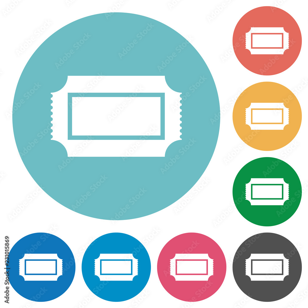 Poster ticket with perforated edges flat round icons