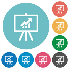 Presentation table with rising graph flat round icons