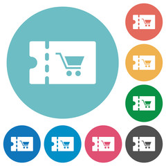 Supermarket discount coupon flat round icons