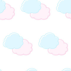 Vector seamless pattern with clouds. Can be used for baby shop, store, market, kids centre, kindergarten. Background for banner, decoration, wallpaper. EPS10
