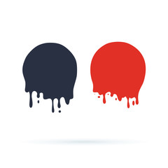 Paint drip stickers or circle labels. Vector liquid drops icons for graffiti blob stickers