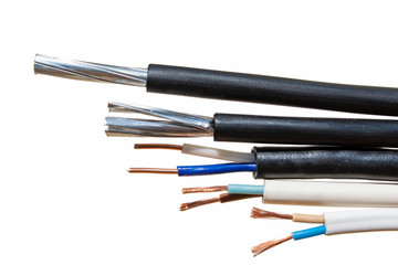stripped wires on an isolated white background