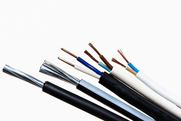 stripped wires on an isolated white background