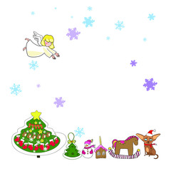 Set of New Year and Christmas drawings in vector, decoration, Christmas decorations, angels, sweets