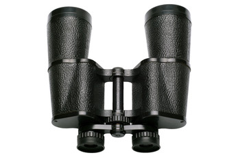 black binoculars on a white background