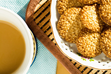 cookies with sesame and coffee