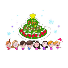 Set of New Year and Christmas drawings in vector, decoration, Christmas decorations, angels, sweets