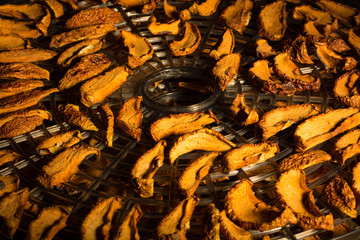 Dried apples on a round tray