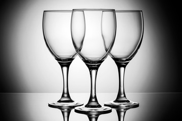 three empty glasses