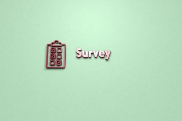 Illustration of Survey with red text on green background