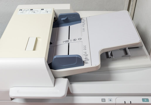 Paper tray of the modern digital laser copier.