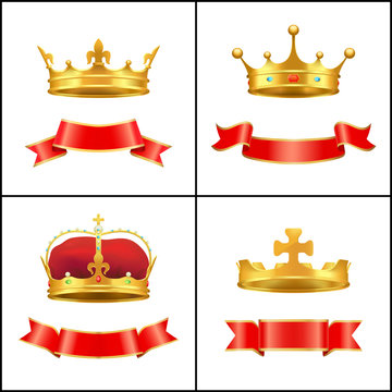 Crown Regal Power and Banner Vector Illustration