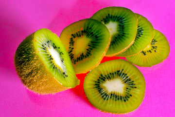 kiwi on a pink background