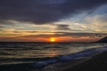 Fototapeta premium Colorful sunset over the sea. Beautiful landscape