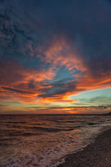 Fototapeta na wymiar Colorful sunset over the sea. Beautiful landscape