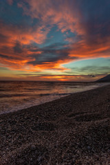 Colorful sunset over the sea. Beautiful landscape